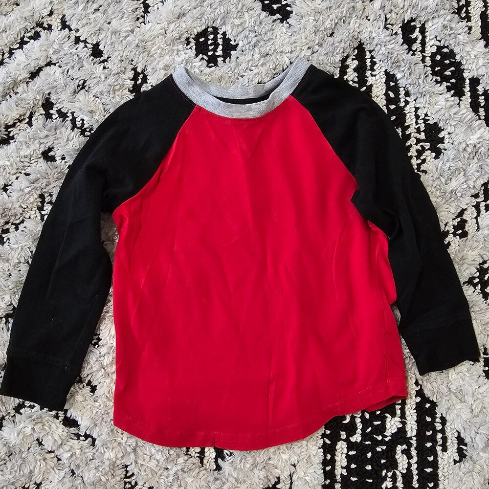 Mix & Match Toddler Boy Red Black and Gray Long Sleeve Shirt 3T